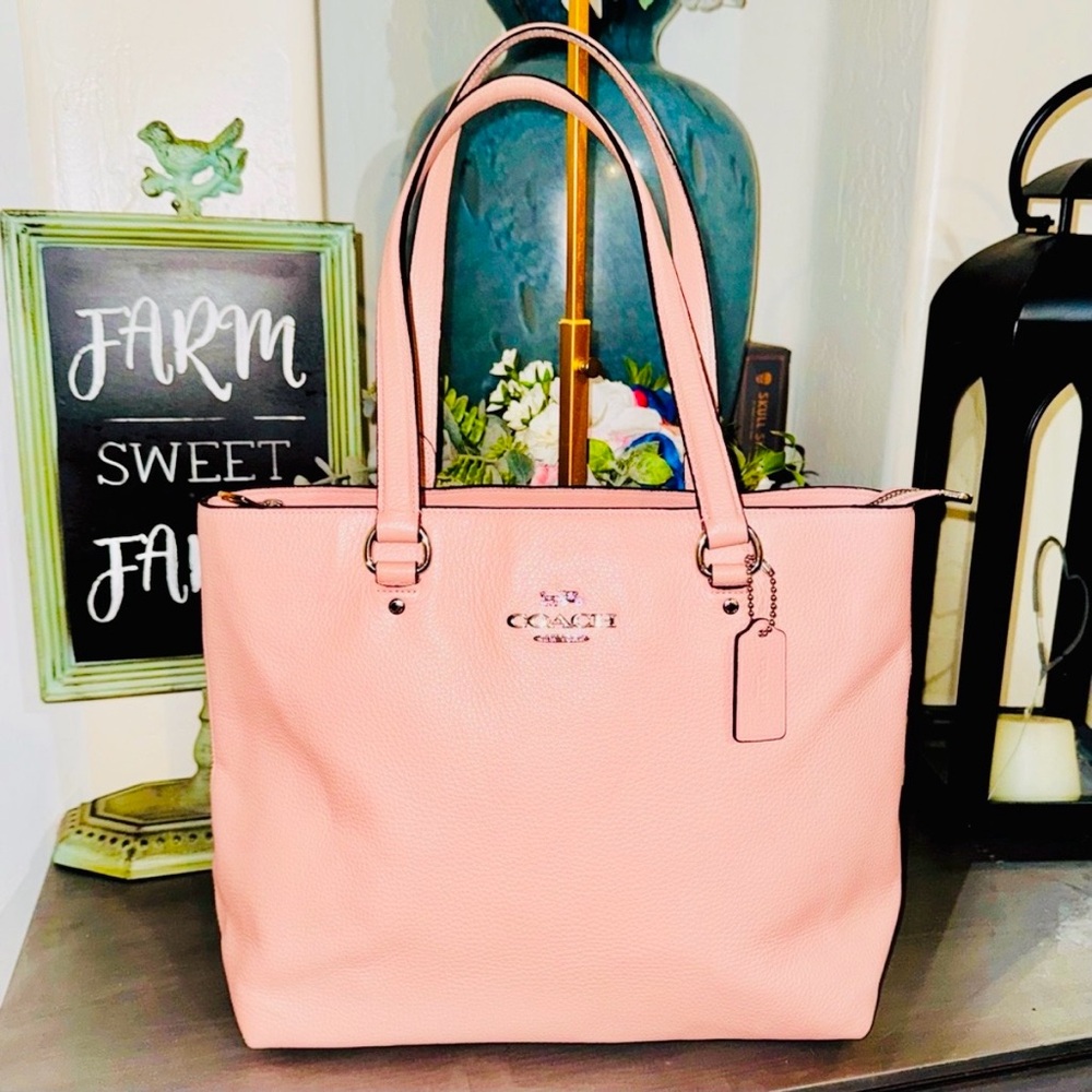 Coach Pink Bay Tote Shoulder Bag Soft Pebble Leather 2018 #F48637 - EUC